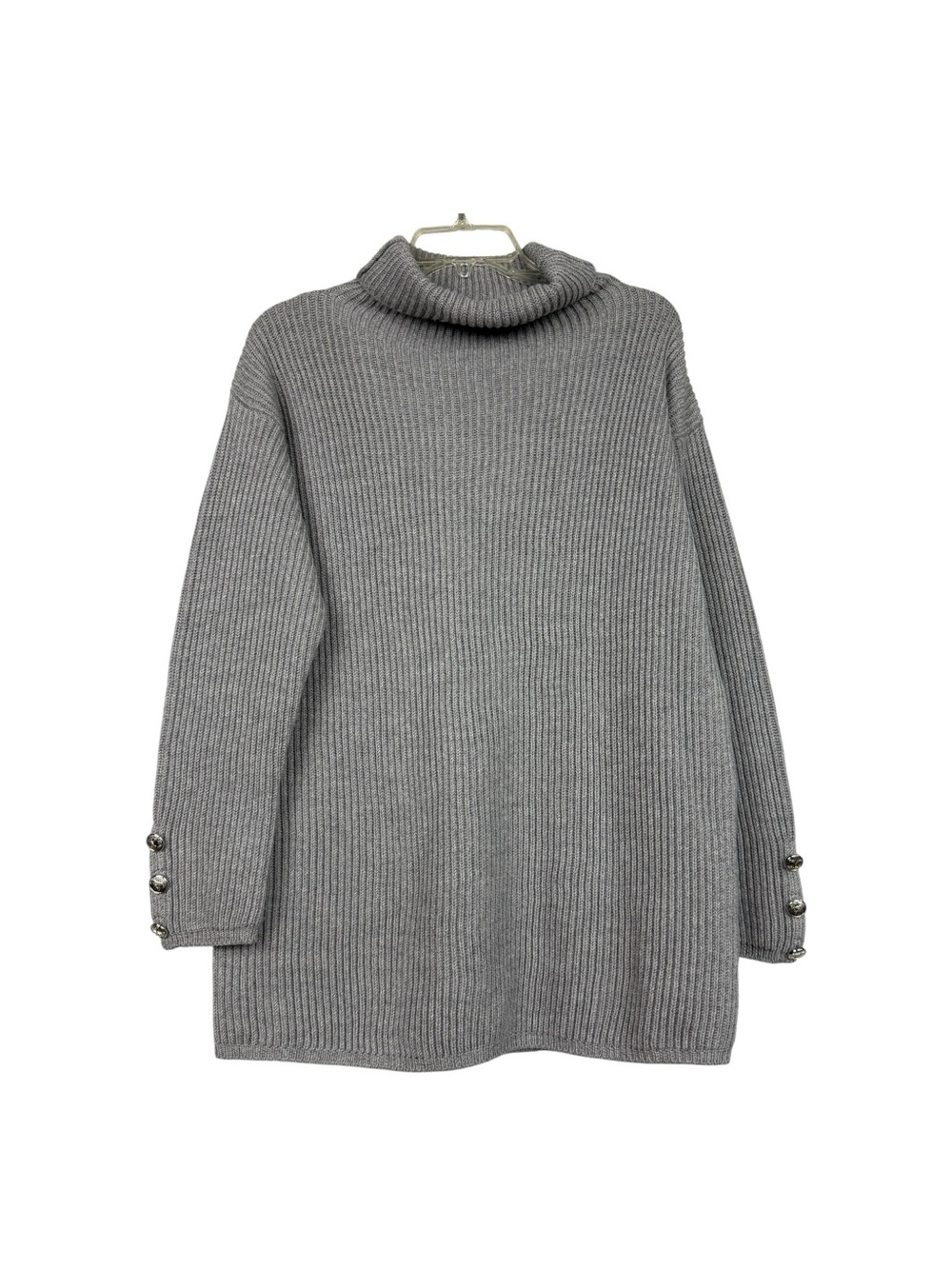 MaxMara Wool Ribbed Knit Pullover Grey Sweater - Picture 2 of 8
